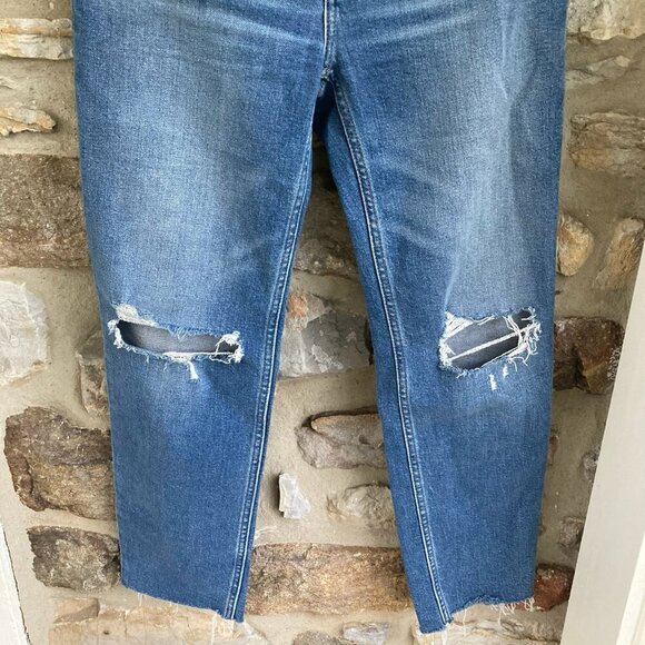 RE/DONE HIGH RISE STOVE PIPE JEAN DUSK DESTROY $265 Womens 27 - Picture 6 of 12